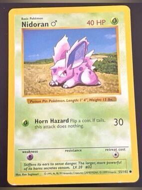 Shadowless Base Set Nidoran 55/102 common 1999 WOTC Non-HoloFoil original MP